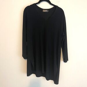 Sympli Asymmetrical tunic top black 14 Lagenlook boho casual classic minimalist